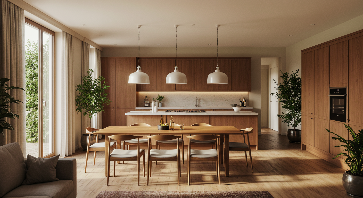 Cucina open plan zona pranzo elegante