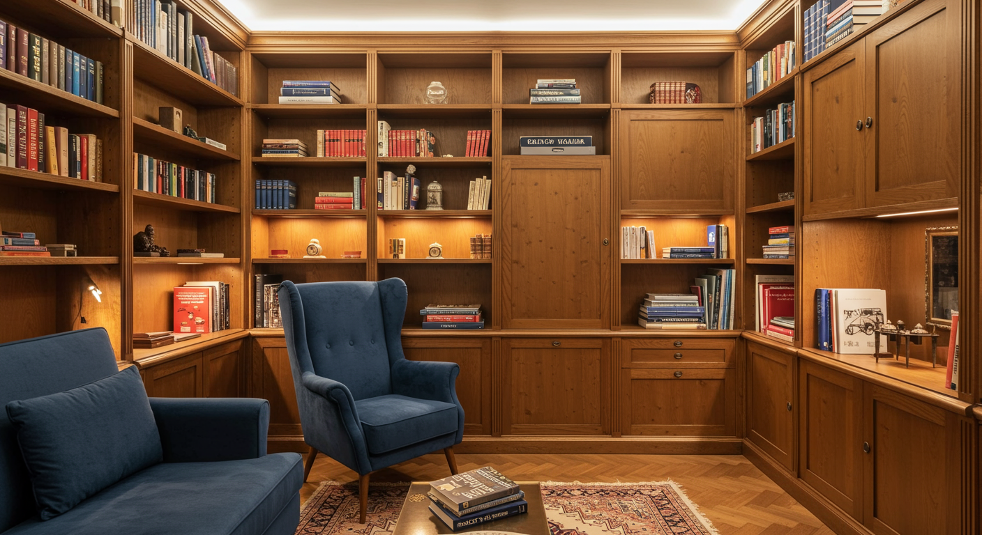 Angolo lettura in un monolocale elegante