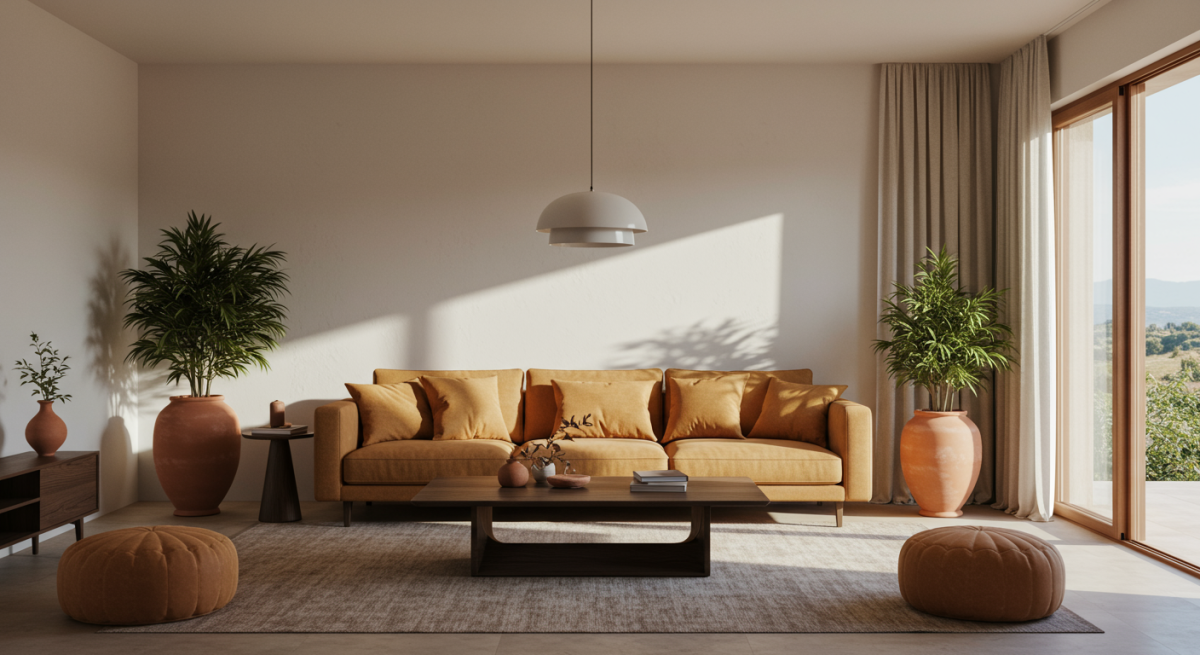 Soggiorno moderno con design minimalista italiano