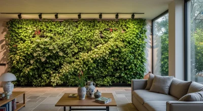 Giardino verticale indoor in soggiorno moderno italiano